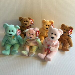 6 Beanie Babies Bears -  Ariel & Others